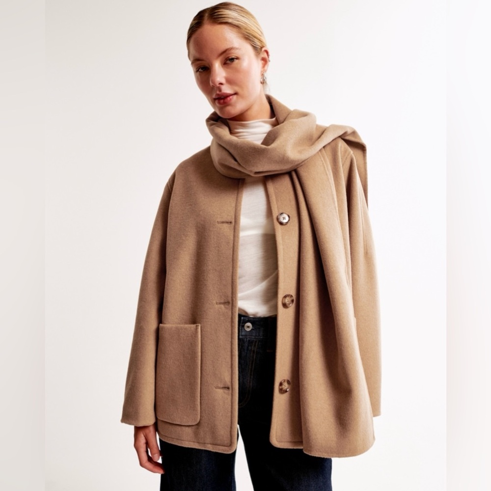 Abercrombie Removable Scarf Wool-Blend Coat